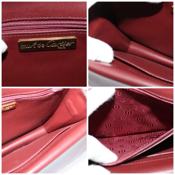 CARTIER Must Line Shoulder Bag Leather Bordeaux Gold Auth - Picture 15 of 16